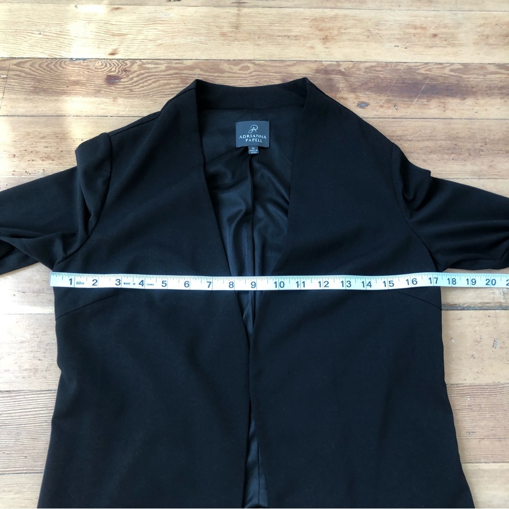 Adrianna Papell Black Bell Sleeve Open Front Asymmetrical Blazer Sz XS - Picture 10 of 15